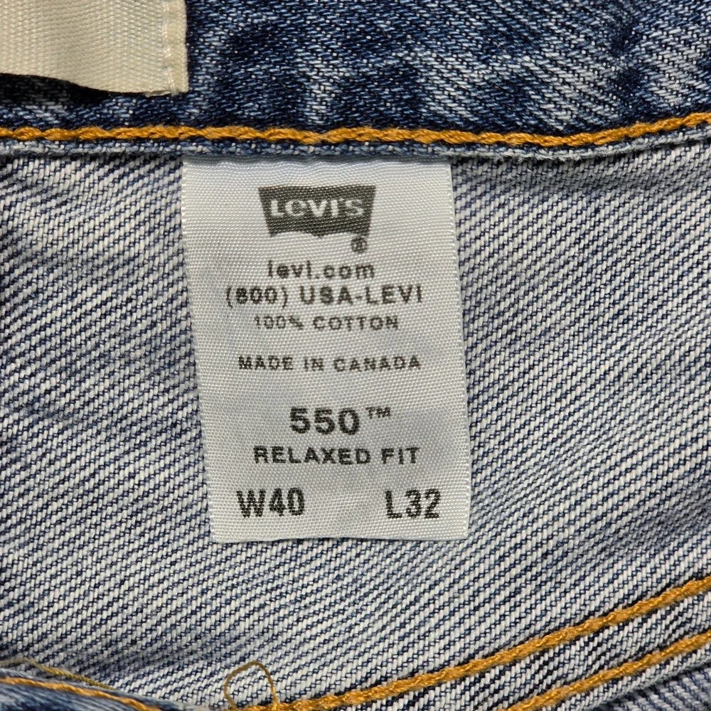 Vintage Baggy Skate Relaxed Fit Jeans Mens 40x32 Blue Levi's 550 Made in Canada